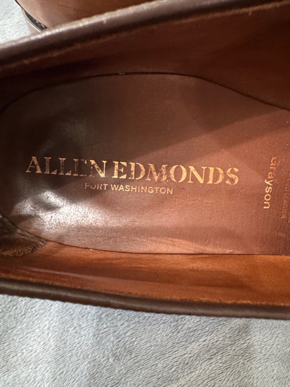 Allen Edmonds Grayson Tassel Loafer Leather Cork Insoles Mens 15 B Walnut Brown - Picture 11 of 16